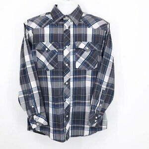 Studio 10 Men's Western Plaid Shirt Pearl Snaps Size M